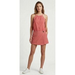 G-Star Raw Correctline Coral Red Micro Check‎ Halter Romper Skort Size S